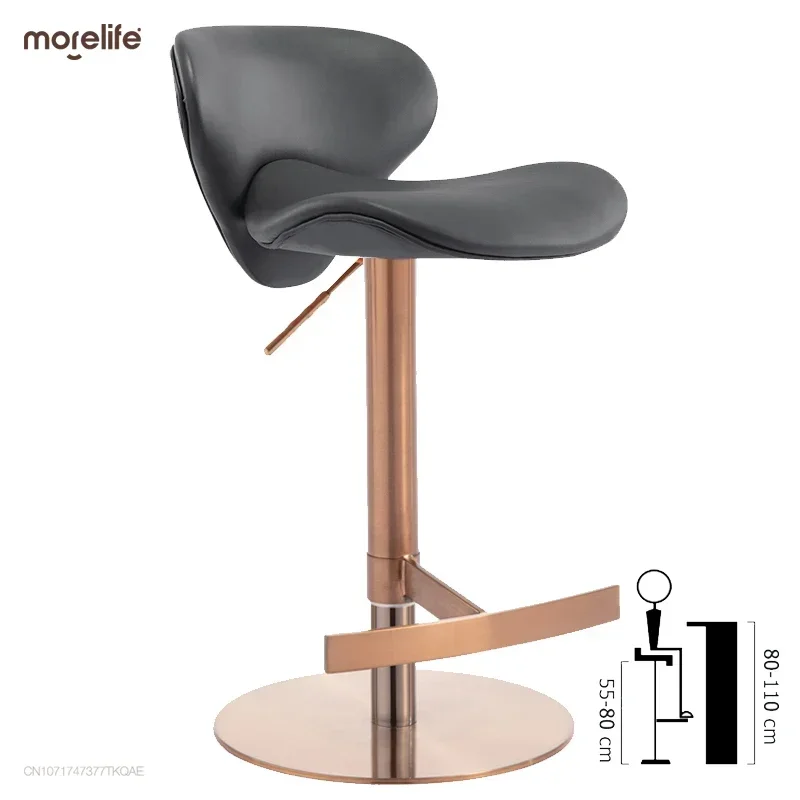 

Modern Minimalist Style Bar Chair with Footrest for Home Kitchen Classic Swivel Bar Stool with Leather Seat and Backrest