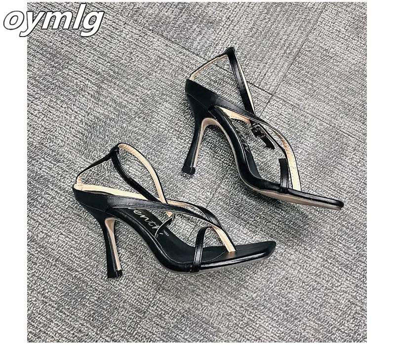 Women Shoes Woman Pumps Sandals High Heels Shoes Flip Flops 9CM High Heels Ankle Strap Summer Pumps 2020 Sexy Square Toe Sandals