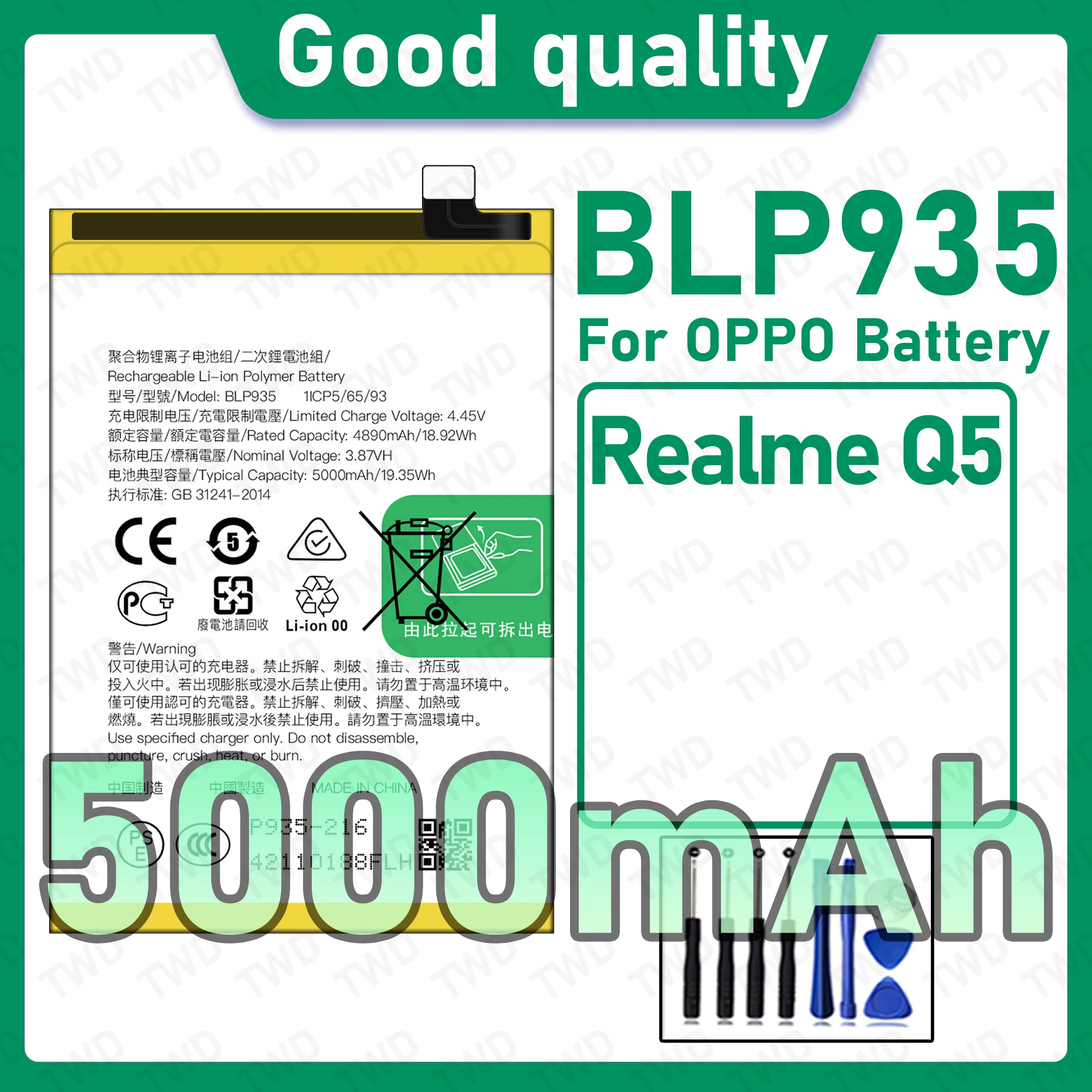 BLP935 Brand New High Capacity Rechargeable Li-ion Replacement Battery For OPPO Realme Q5 Bateria+Free Tool