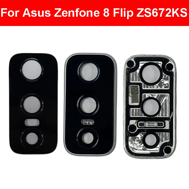 Capa de vidro para lente da câmera traseira, para asus zenfone 8 flip zs672kl i004d, suporte para lente da câmera traseira, peças acessórias