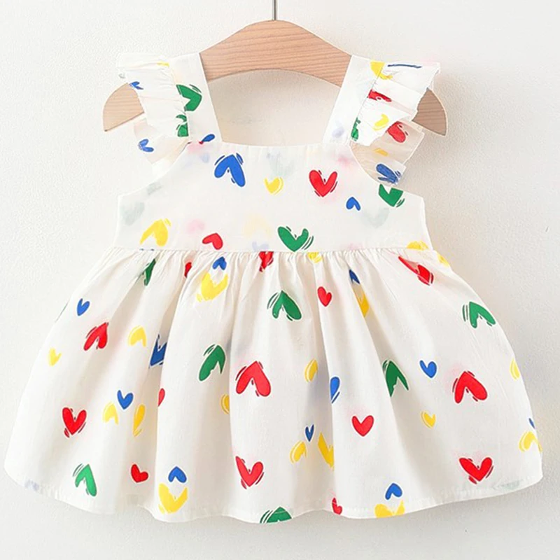 2024 Summer Newborn Girl Clothes Korean Cartoon Cute Print Sleeveless Cotton Princess Dress Toddler Dresses Baby Clothing BC2156