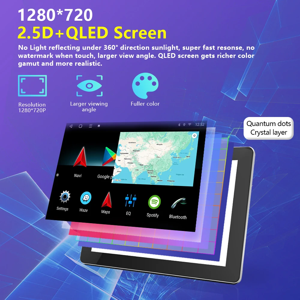 

BOSSCAR Car Radio GPS Carplay Universal 7‘’9‘’10‘’QLED Player BT WIFI HD FM Android Multimedia 2Din Touchscreen Auto Autoradio