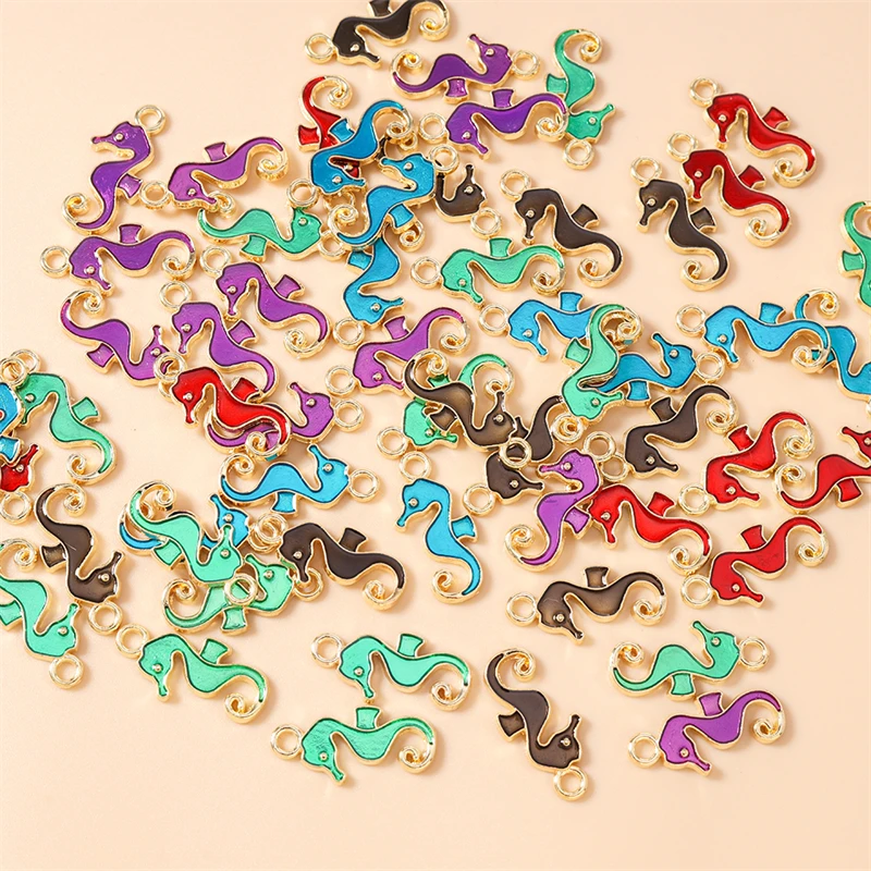 20 Stück 10x22mm Cartoon Tier Charms Emaille Seepferdchen Charms Anhänger für Schmuckherstellung Halsketten Ohrringe DIY Bastelzubehör – Detail 12