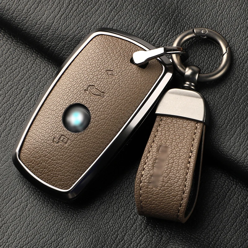 For BMW Key Fob Cover,Leather,Aluminium alloy,Case Keycover for BMW X1 X2 X3 X4 X5 X6 X7 3 4 5 6 7 8 Series Z4 M3-M8 X3M-X6M