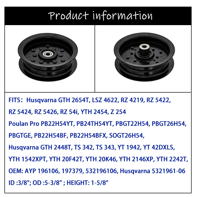 Mower Pulley Single Slot Part Flat Idler Pulley Mower Single Groove Pulley Replaces 196106 197379 532196106