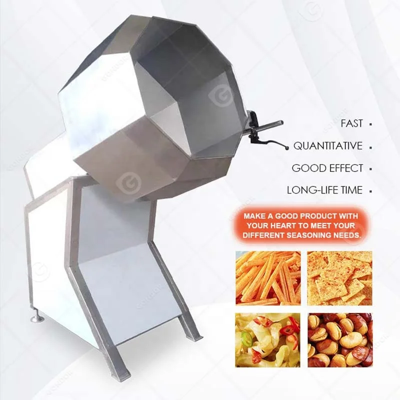 Trommel Snack Rijstcake Chip Mix Mixer Popcorn Voedsel Coating Roller Smaak Smaak Kruiden Machine