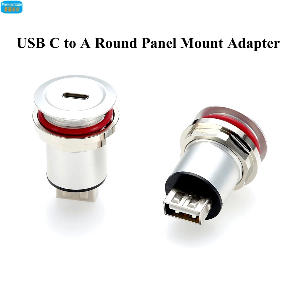 USB A to USB C Converter Type C Female to Type A Female Converter Coupler Extender USB C to A Round Panel Mount Adapter