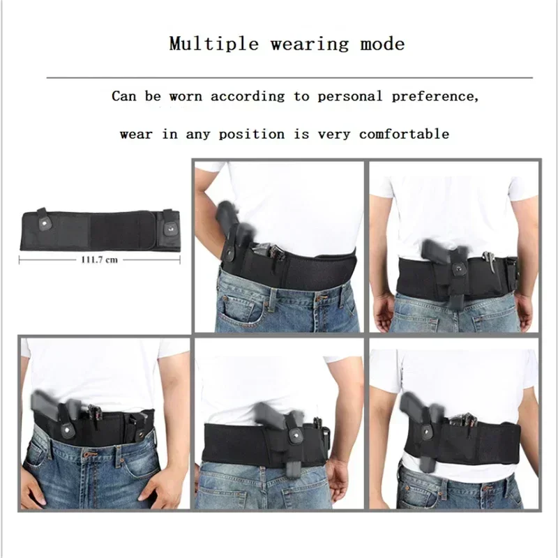 Tactical Belly Gun Holster Belt Concealed Carry Waist Band Pistol Holder Magazine Bag Invisible Waistband Holster