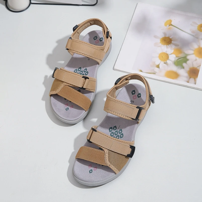 New 2024 Fashion Sports Style Sandals Blue Brown Gray Weaving Nylon Buckle Lightweight 3 CM Thick Sole Women's Sandals X6357-7