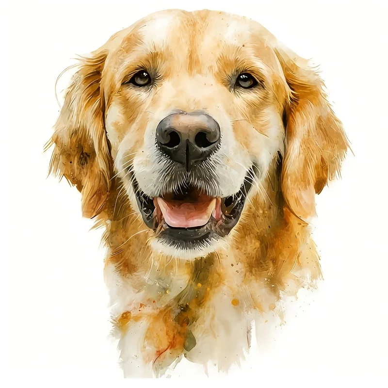 1Pc 2D Flat Golden Retriever Vinyl Sticker, Waterproof Decal For Car Laptop Water Bottle Motorcycle Decor, Holiday Gift