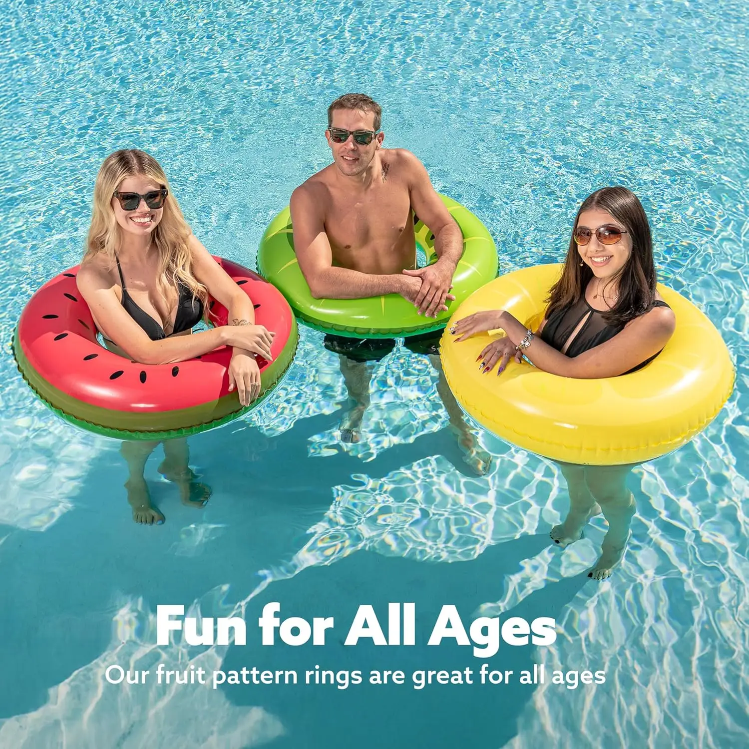 Badeau gonflable de Tube de natation (paquet de 3) avec des jouets de piscine de peinture de Fruits d'été pour des décorations de fête de piscine