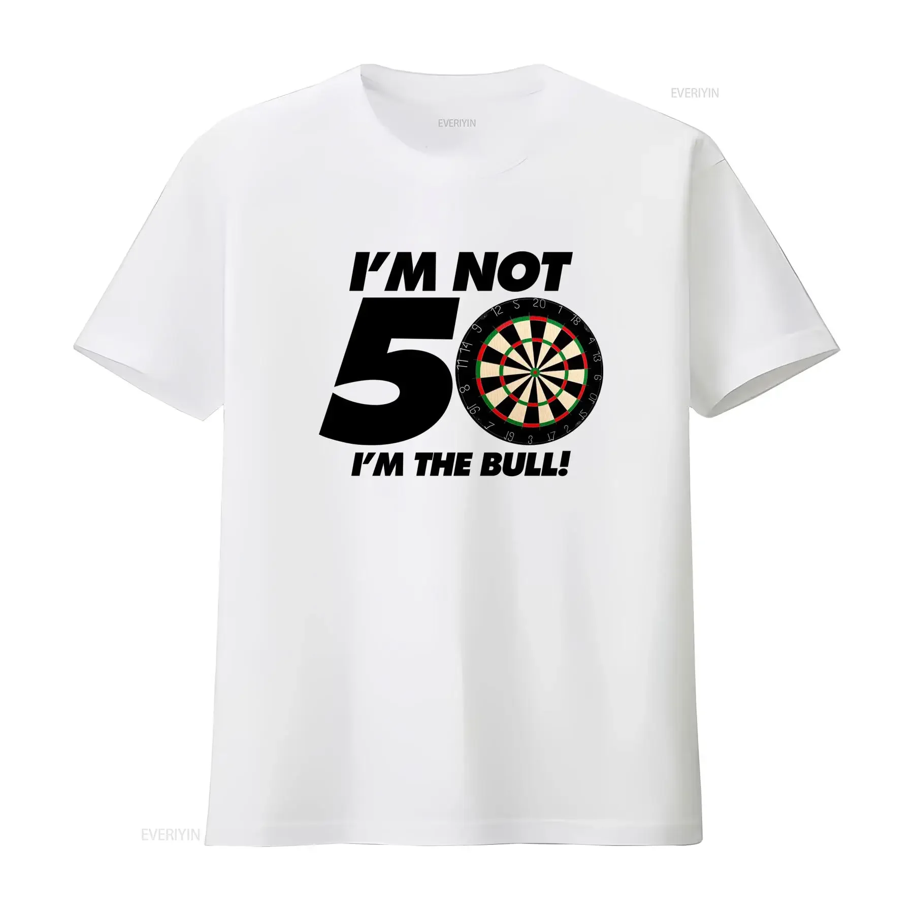 Heren Ik ben niet 50 Bull T-Shirt Lustiges 50. Geburtstags-Dart-T-Shirt für Ihn, Witz, Freizeit, Rundhalsausschnitt, leicht dehnbarer Stoff, normal