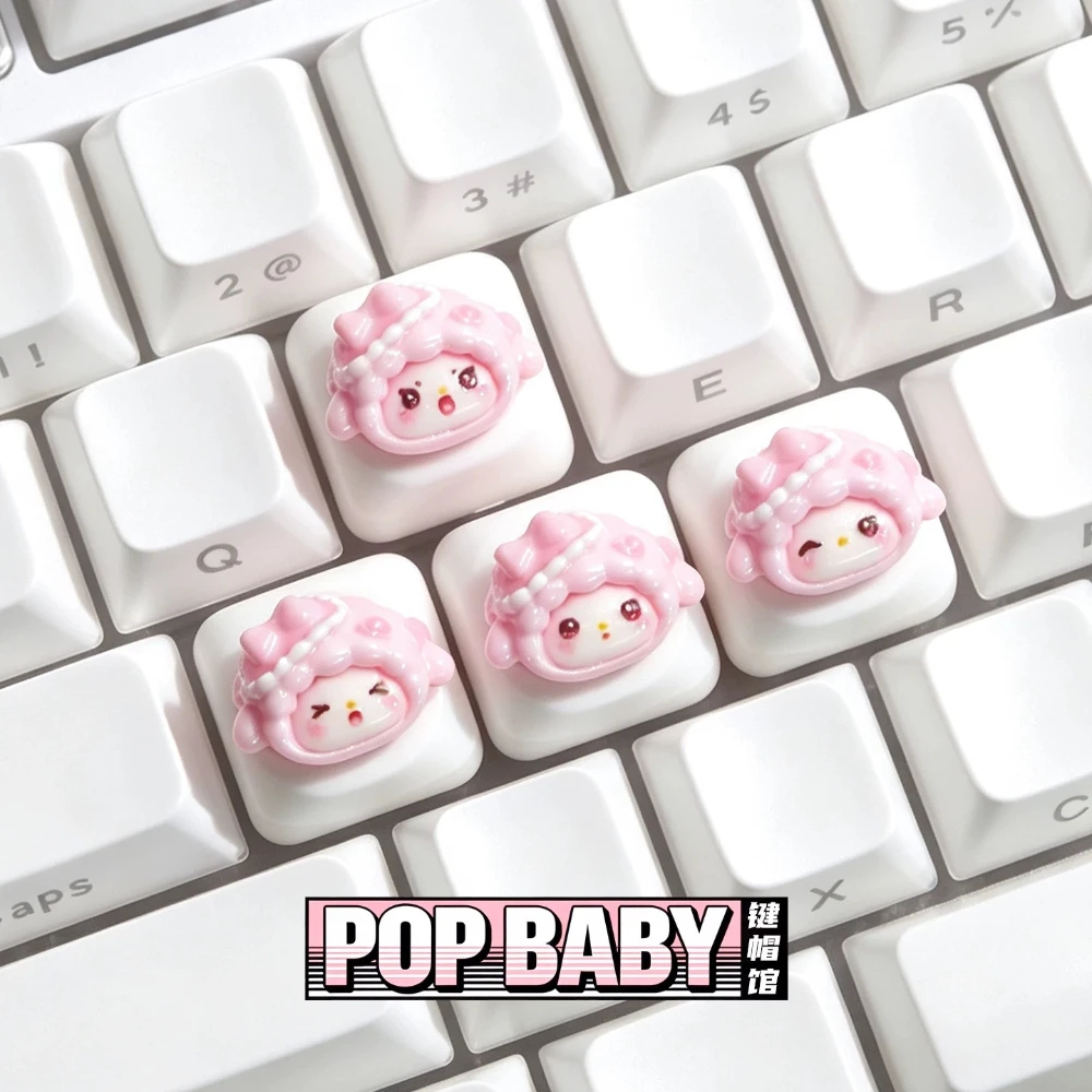 Cute Expression Theme 3D Keycaps Set PC Material XDA Profile for MX Stem Transmission Design for Mechanical Keyboard Arrow Keys 3