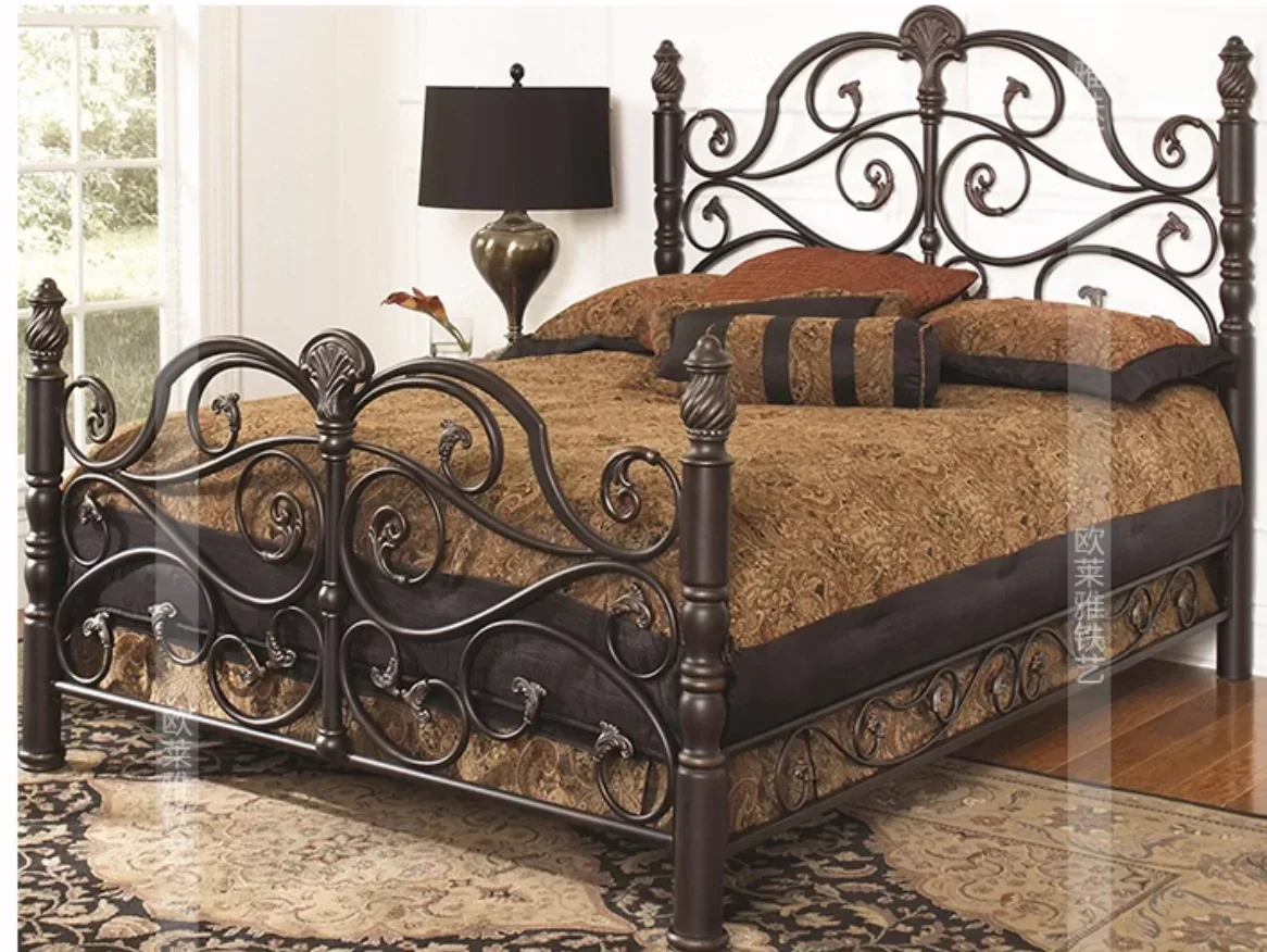 Wrought Iron Princess  Iron  Single Double  European Vintage Iron Frame Bed 1.5m Bed Frame