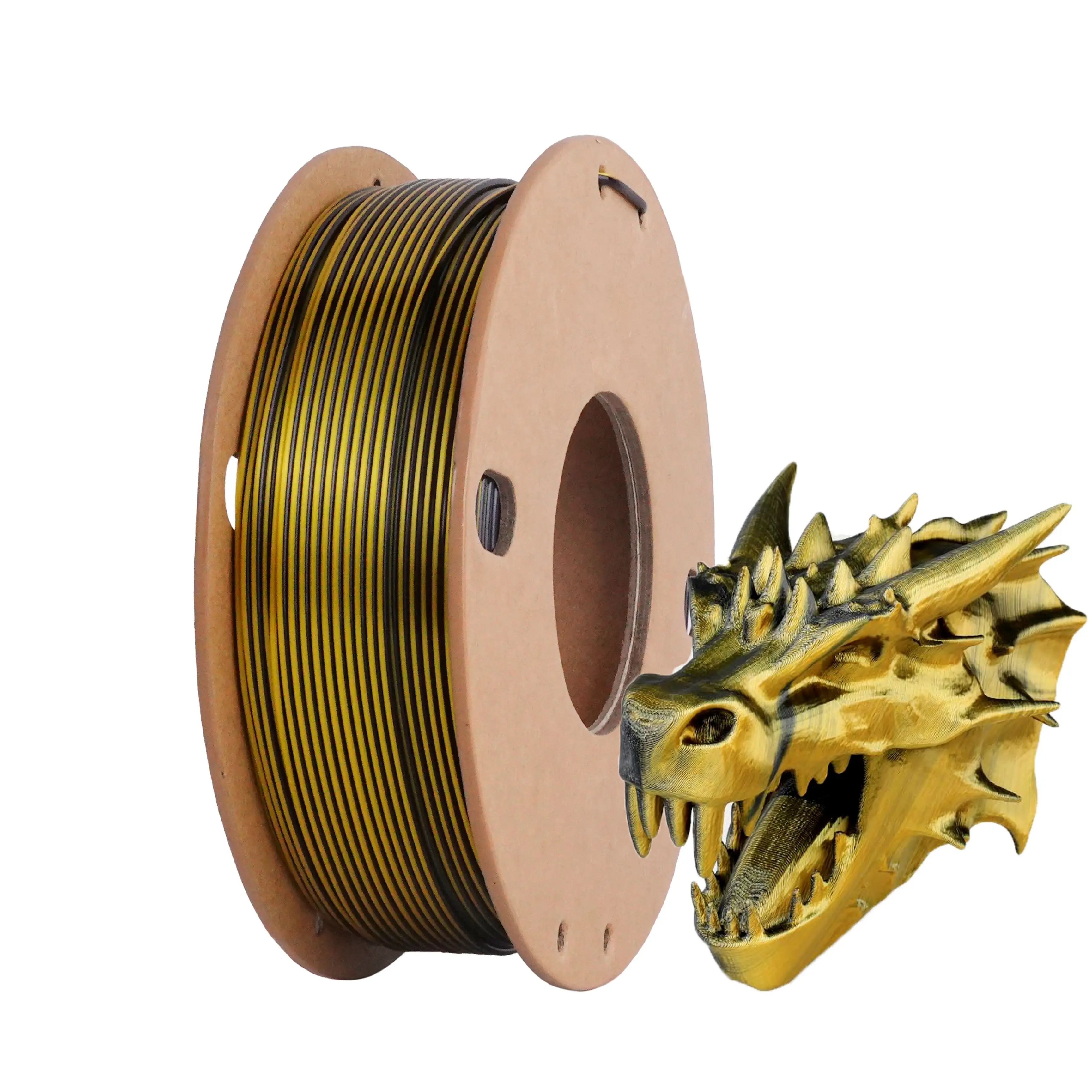 Silk dual color PLA 0.25KG black gold filament, silk PLA 3D 