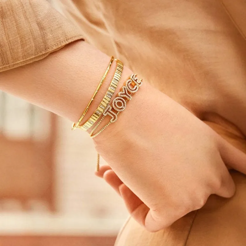 

Personalised Name Bracelet Diamond Hollow Letter Bracelet 18k Gold Plated Adjustable Bracelet Christmas Holiday Party Jewelry