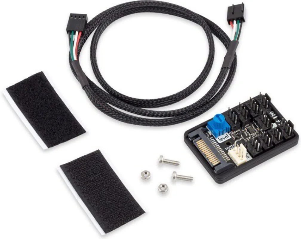 For AquaComputer SPLITTY9 ACTIVE 9 Port Active PWM Fan Splitter SATA Powered Fan Hub For PC Water Cooling Mod