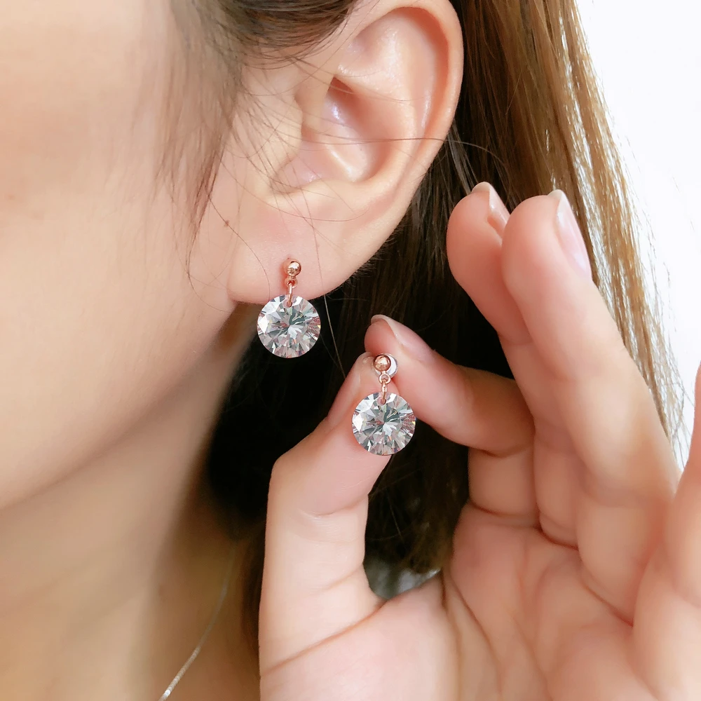 DWE153 CZ Stud Earring For Women Rose Gold Color Jewelry Austrian Crystal Wholesale
