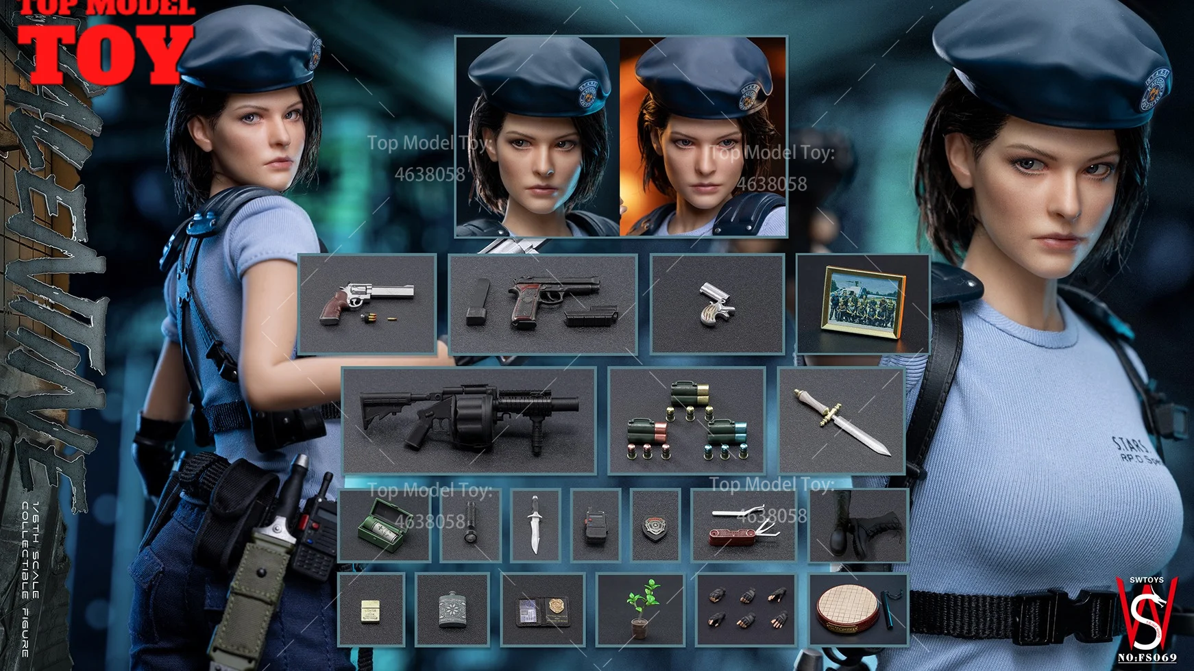 2025 Q3 SWTOYS FS069 1/6 Scale Movable Eyes RPD Police Jill Resident Evil Model Full Set 12''  Female Soldier Figure Collection