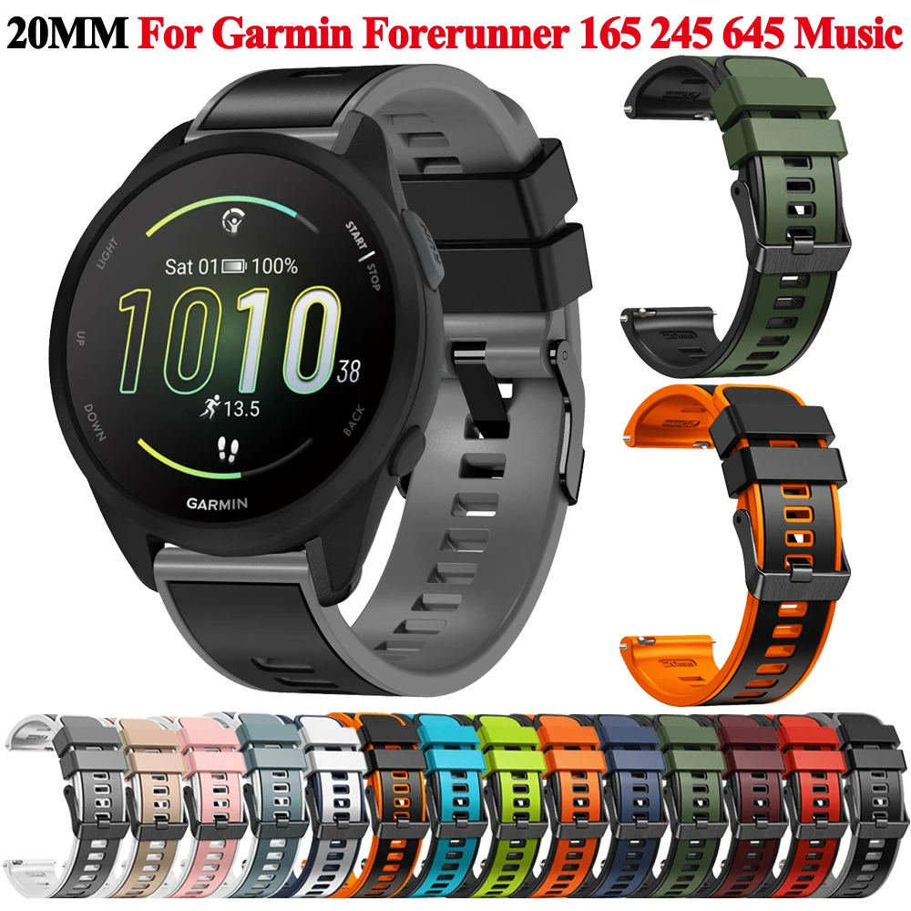 สายนาฬิกา20มม. สำหรับ Garmin Forerunner 165 245 645 55สายรัดข้อมืออัจฉริยะสำหรับ vivoactive 5 3ชม. venu 2 venu 2 venu 2 PLUS