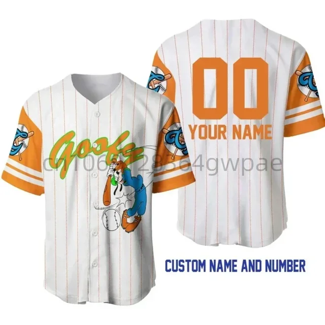 New Goofy Dog baseball jersey men's and women's custom name summer short sleeved Disney casual sports shirt y2k