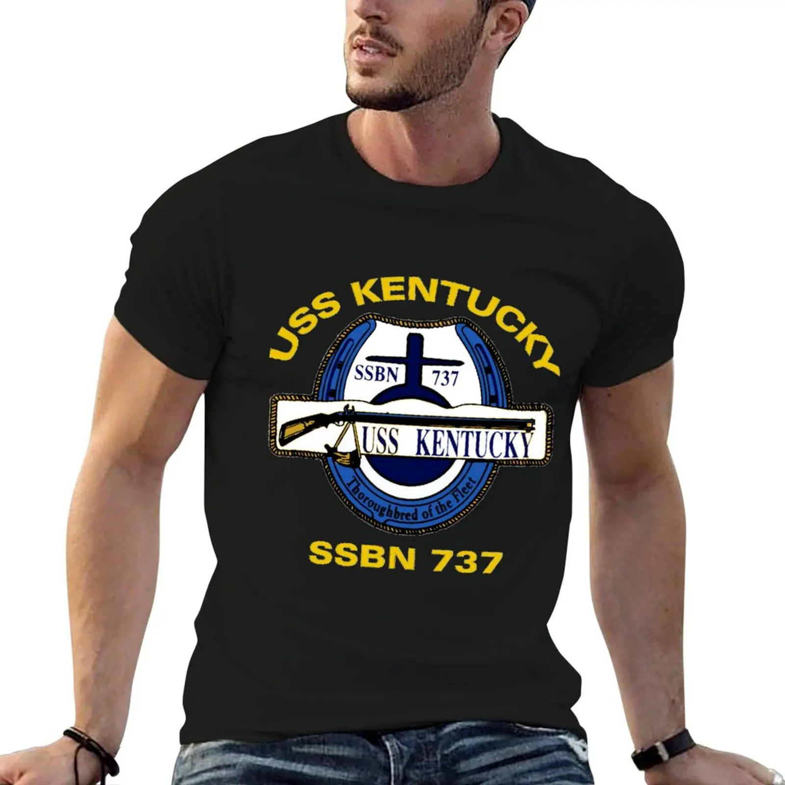 

USS Kentucky (SSBN-737) Gold Crew T-Shirt man t shirt cotton high quality cotton t shirt man T-Shirt