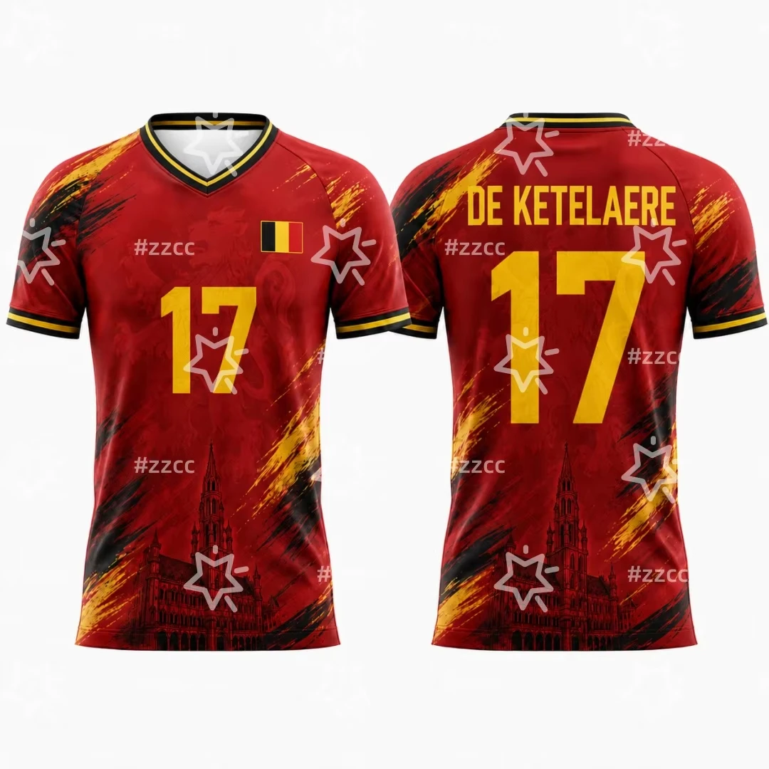 2026 Belgium No.17 Football Jersey Courtois goalkeeper jersey Summer Sports Men's T-Shirt Kid's Woman's Clothing ﻿