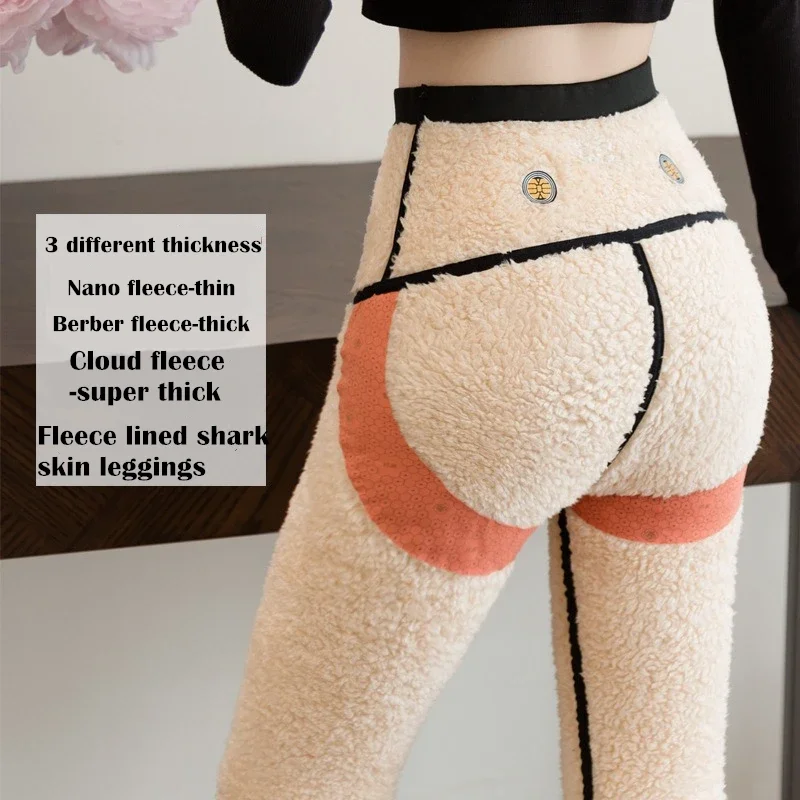 Mayjoyee Upgraded Cloud Fleece Lined Thermal Leggings for Women Winter Thick Thermal Pants Bum Lift Leg Shaping Shark Skin Pants