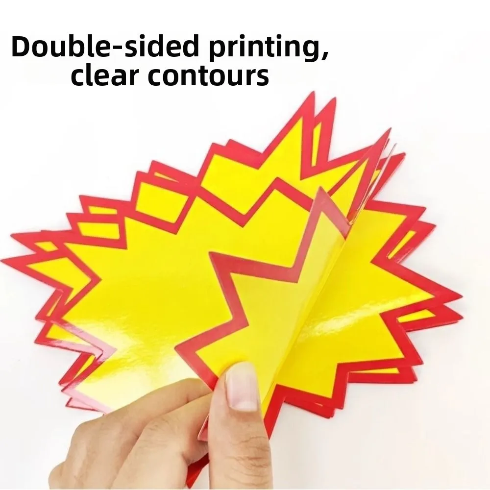 100Pcs Advertising Stickers Blank Star Burst Signs Smooth Paper Mini Sale Signs Removable Durable Paper Price Tag Retail Store