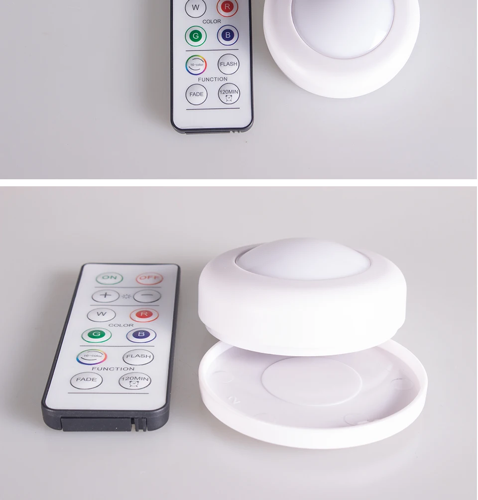 Selling LED Cabinet Light RGB Puck Lights Remote Controller Dimmable Under Shelf Kitchen Counter Lighting Decoration Night Lamps