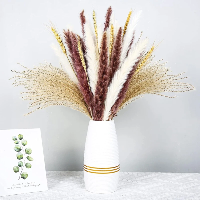 

80Pcs Pampas Grass Bouquet Natural Dekoration Boho Home Decor Phragmites Dried Flowers Wedding Ramadan Decoration Chambre Secas