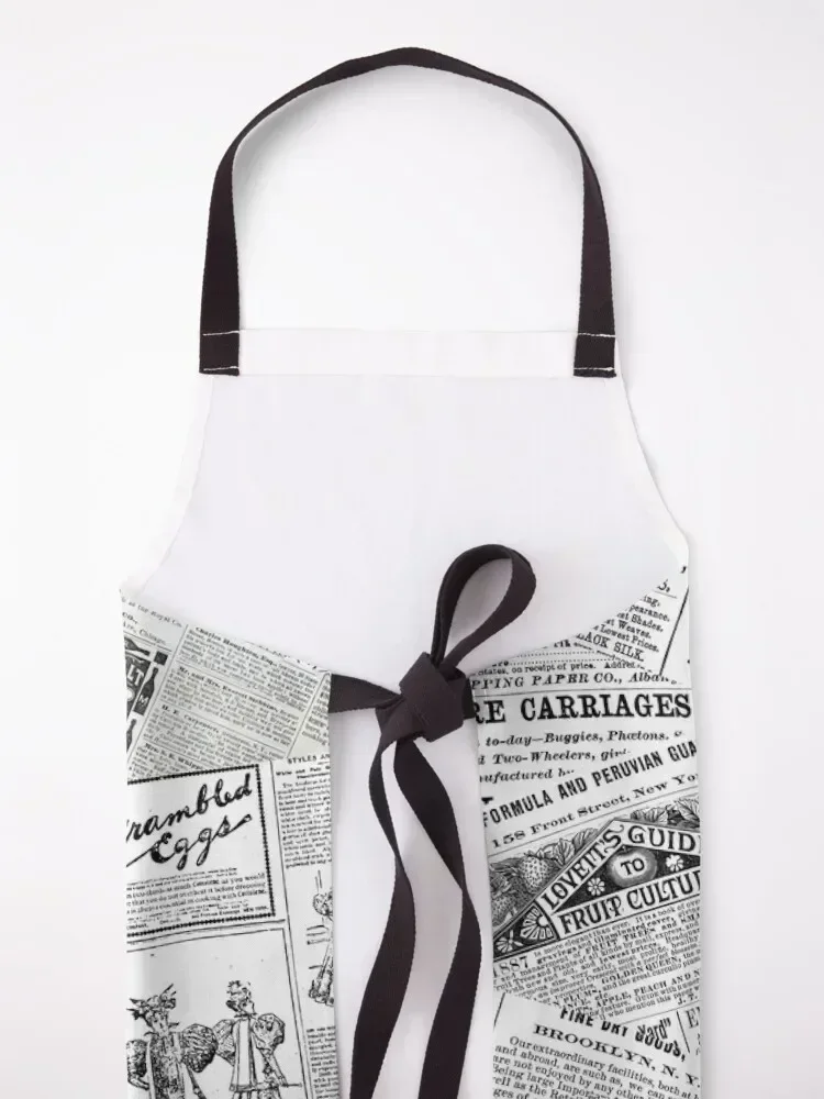 Delantal con estampado de periódico Vintage, estético de estilo japonés para mujer, delantal de cocina y hogar