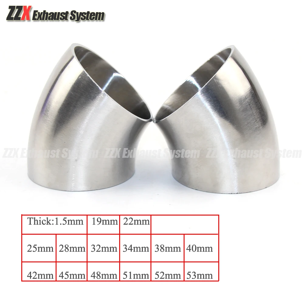 OD 19/22/25/28/32/34/38/40/42/45/48/51/52/53mm 304 Stainless steel 45 degree elbow Flange for automobile exhaust pipe connection