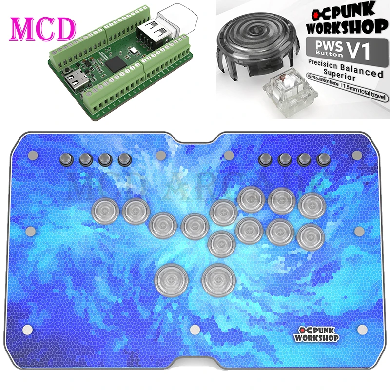 

Punk Workshop Ultra Thin HitBox With 3 SOCD Mode Fighting Stick Controller Mechanical Button For PC/SF6