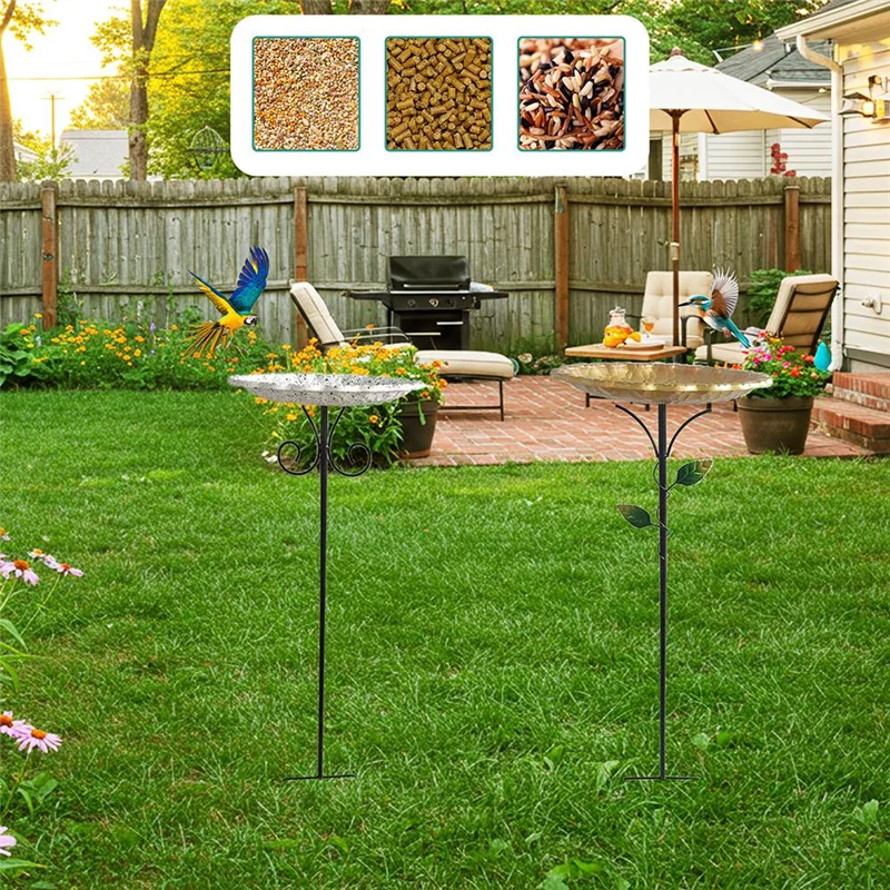 

【New-Sale】Retro Bird Bath Freestanding Bird Baths For Outdoors Bird Bath Bowl Spa Birdfeeder With Metal Stake Stand