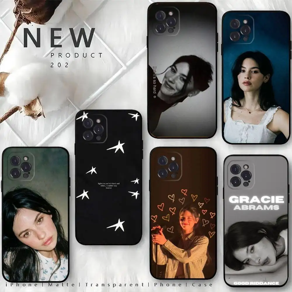 

G-Gracie Abrams Singer 21 Phone Case For iPhone 16,15,14,13,12 Mini 11 Pro XR,X,XS,MAX 7,8 Plus Silicone Cover Soft Black