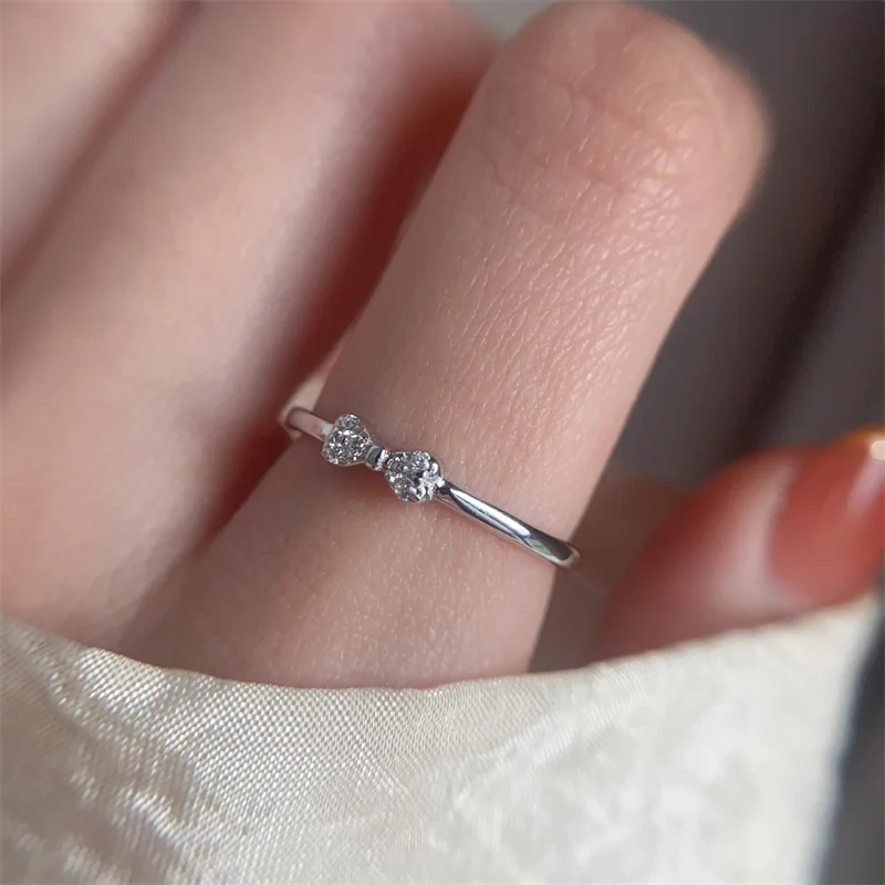 VENTFILLE-Bague en argent regardé 925 pour femme, nœud de fleur, amour, bijoux de niche, vente en gros, cadeau pour fille, livraison directe