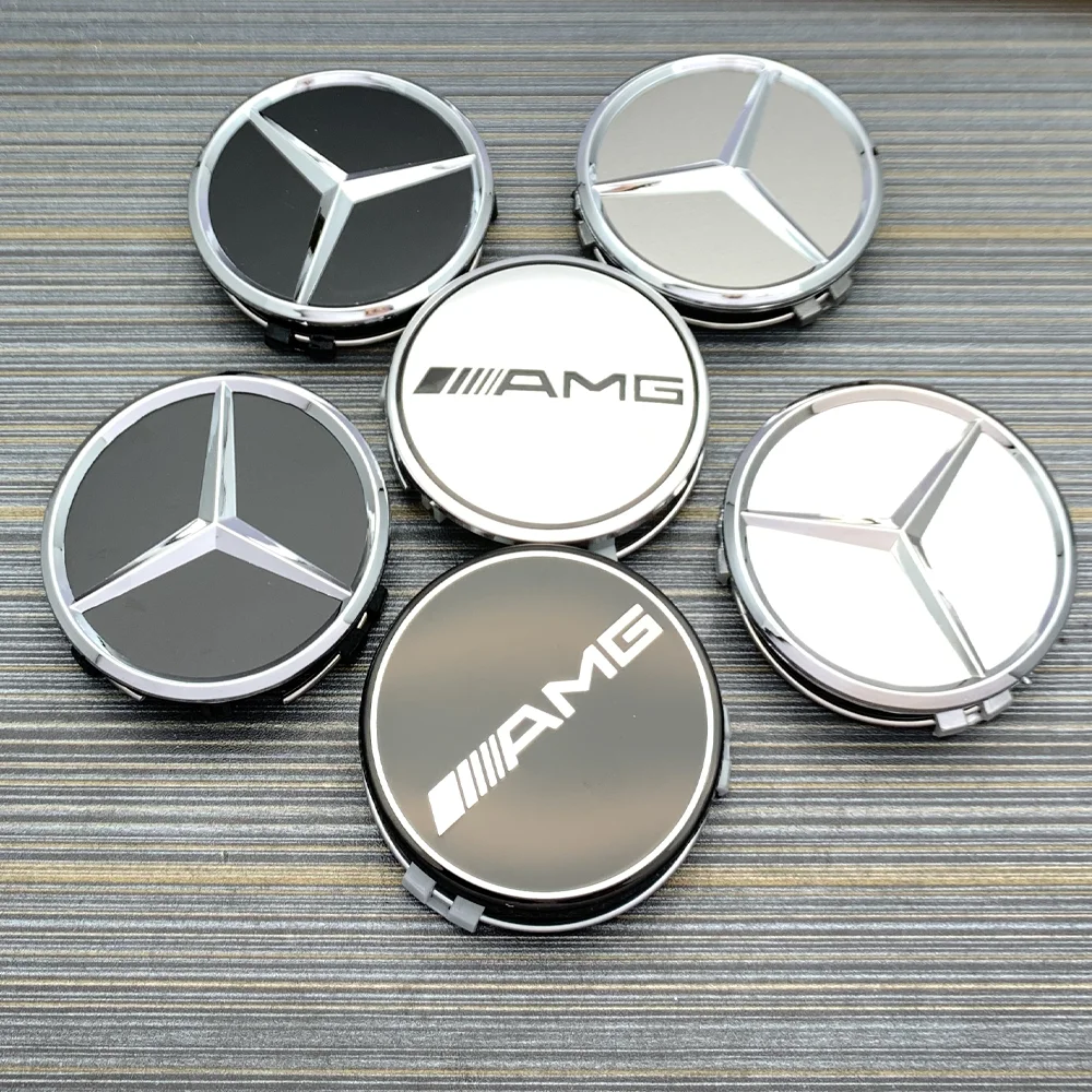 Tapas de centro de rueda de 75 mm para AMG, 4 piezas, para Mercedes Benz Clase A, B, C, S, AMG, GLA, CLA, GLC, W176, W221, W204, W205, accesorios.