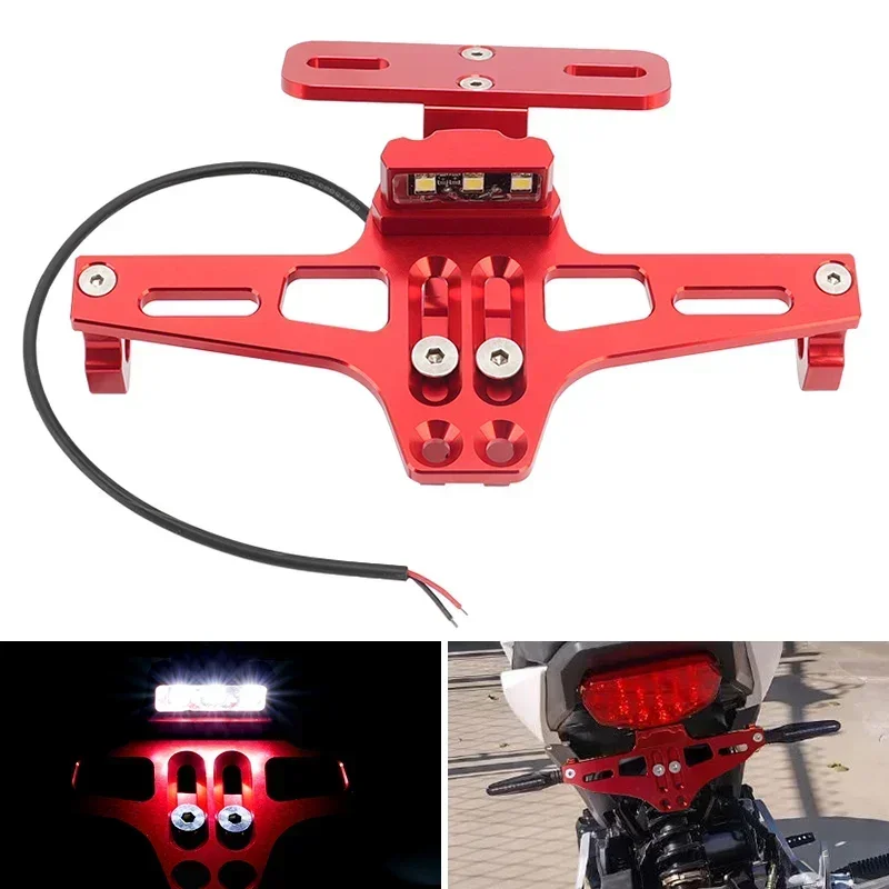 

Motorcycle Red Rear License Plate Mount Holder and Turn Signal Light For Kawasaki Z750 Z800 Z900 for HONDA CBR 125R Universal