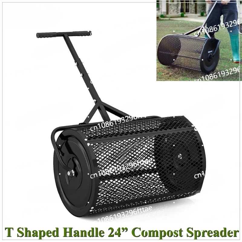 Metal Mesh Manure Spreader for Lawns, Garden Planting Seeding Adjustable Shape Handle Compost , Peat Moss