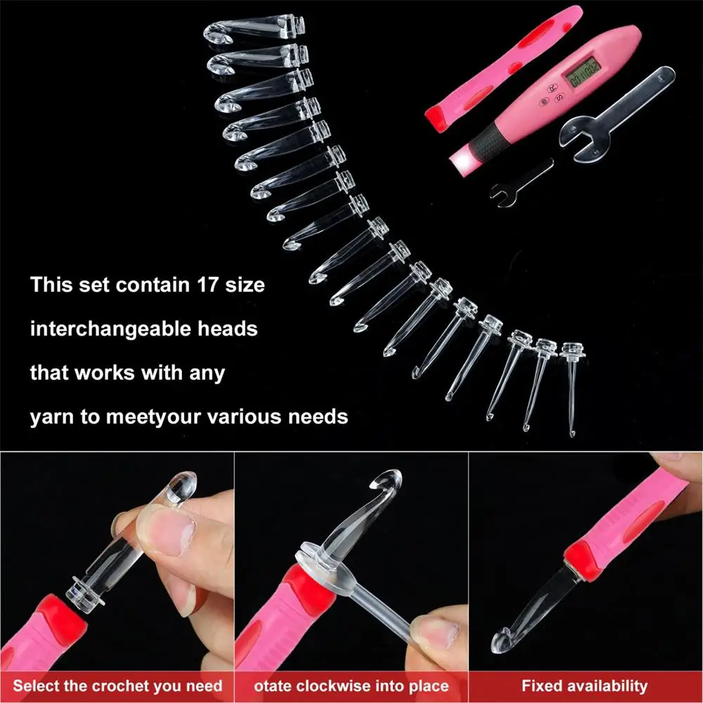 Crochet Hooks Set DIY Steel Knitting Needles Stitches Knit Craft Scissors Markers Weaving Sewing Accessories Tools