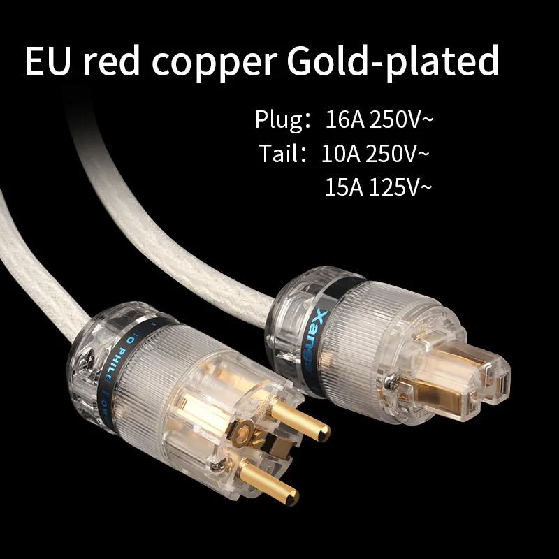 hifi OCC silver-plated EU/US/AU power cable audio amplifier speaker pure copper gold-plated rhodium-plated plug