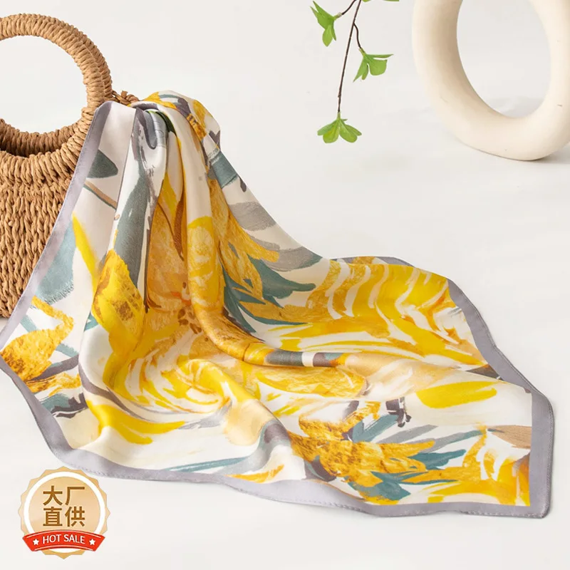 

Spring New Quality Yellow Flower National Style Scarf Women's Square Fashion All-Matching Shawl