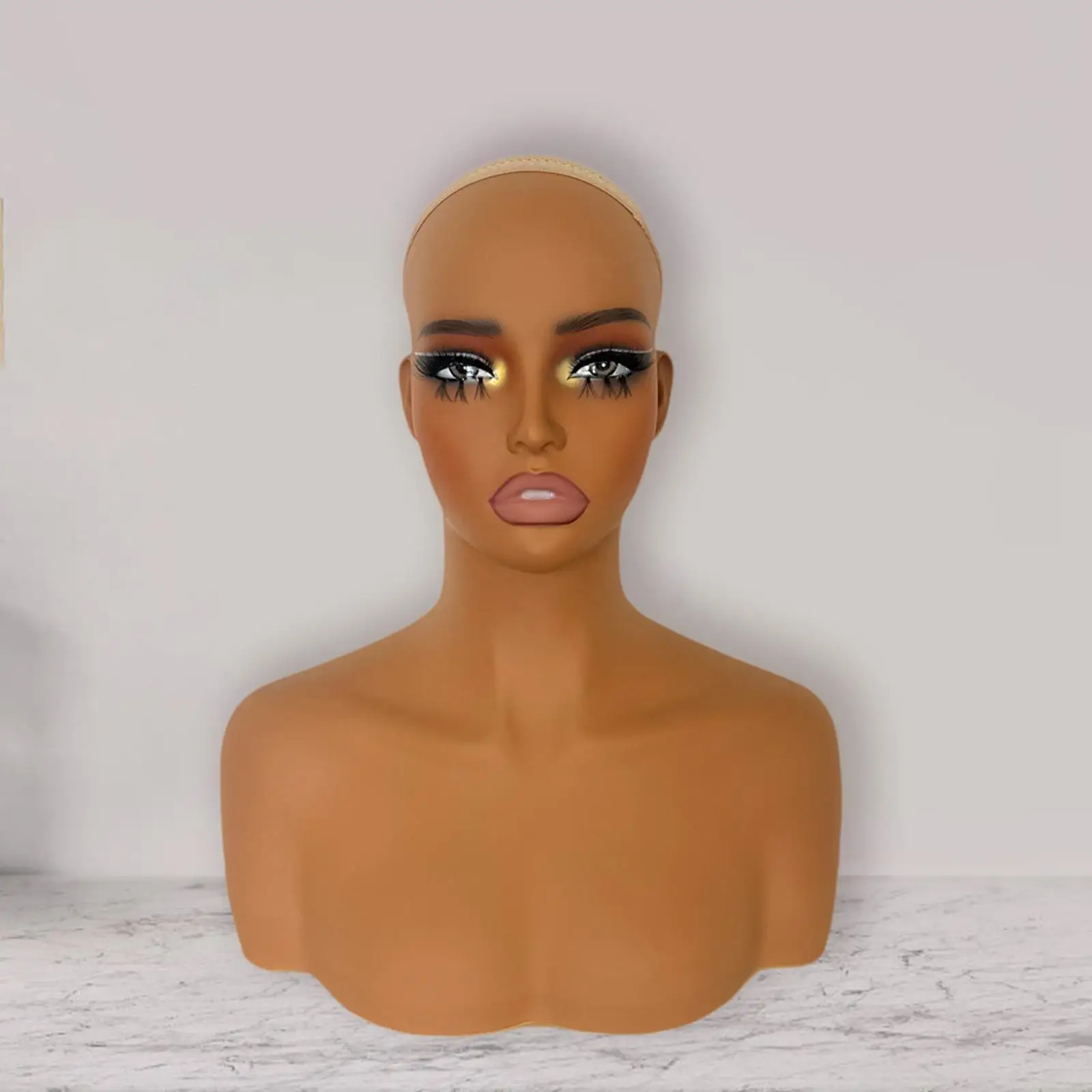 

Realistic Female Mannequin Head Wig Stand PVC Multifunctional Hat Display Rack Manikin Wig Display Model for Hairpieces Hats