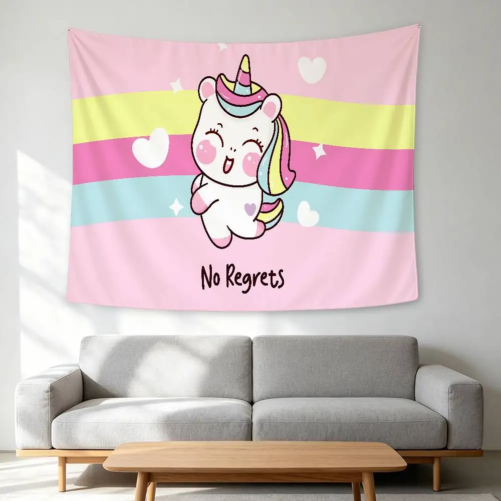 Dreaming Unicorn Tapestry Banner Meme Tapestry With HD Printing Cool Flags For College Dorm Room