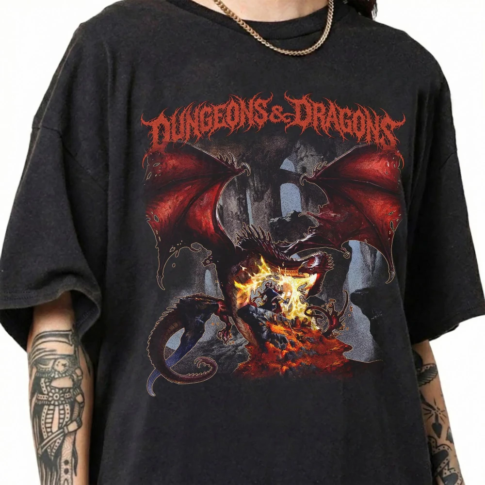 Dungeons Dragons Graphic Tee Vintage Style Shirt Retro Gaming Apparel Tee Women's T-shirts for Summer Unisex All-Season