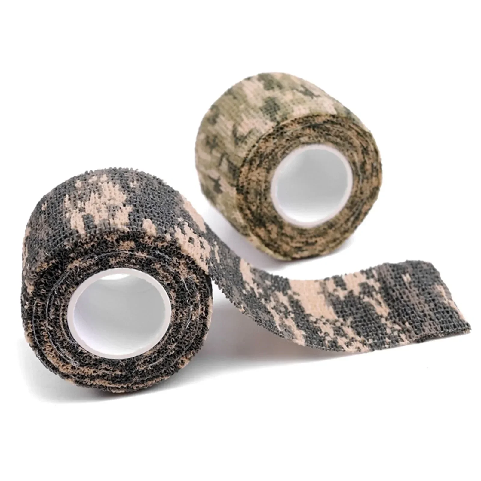 Camuflagem fita invisível poliéster camo forma reutilizável adere camo caça rifle tecido fita envoltório auto adesivo bandagem elástica