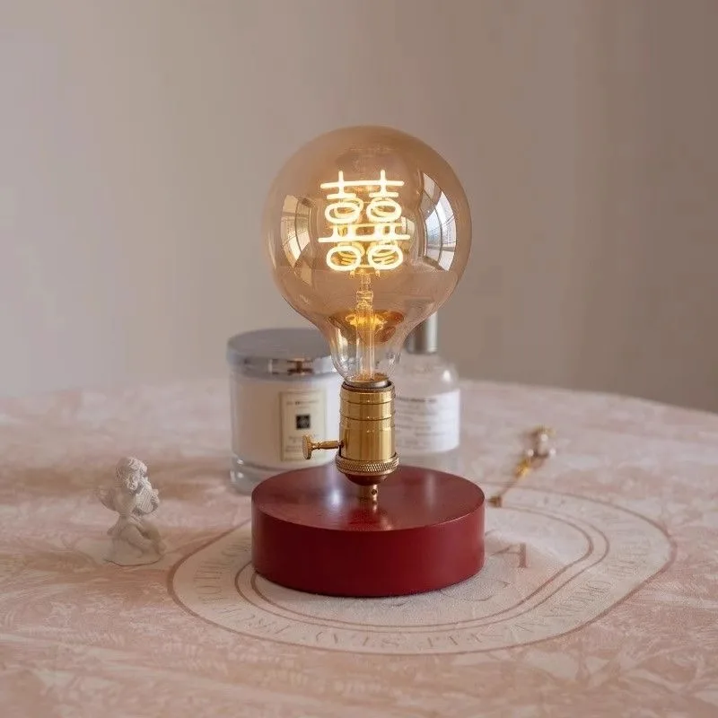 Xi lamp, desk lamp, Guochao creative atmosphere happy light bulb, retro decorative lamp, letter wedding gift dowry lamp