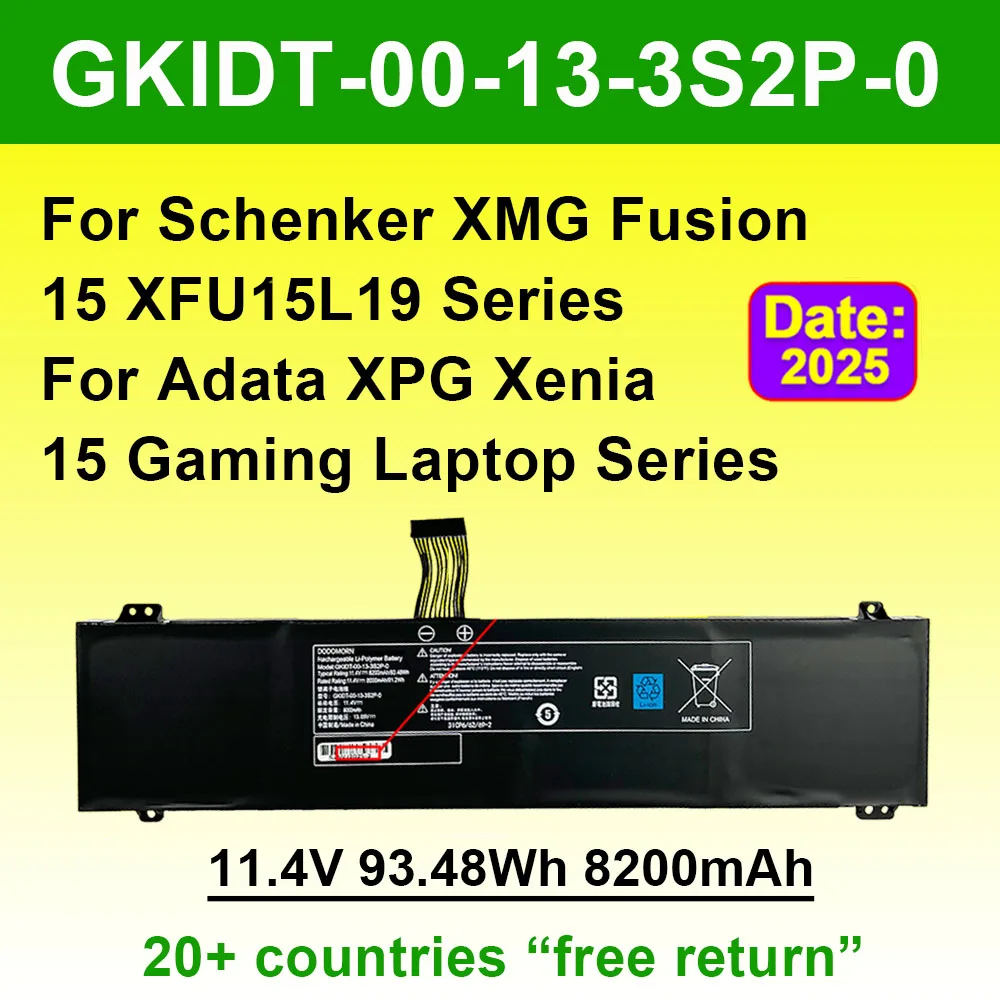 GKIDT-00-13-3S2P-0 Laptop Battery For Adata XPG Xenia 15 Gaming For Schenker XMG Fusion 15 XFU15L19 Series 11.4V 93.48Wh
