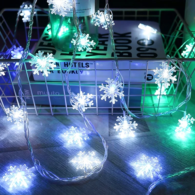 1.5m-10m LED Snowflake/Star String Light Christmas Garland Battery Case Powered Wedding Party Curtain String Fairy Lamp for Home